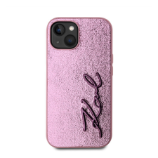 Karl Lagerfeld Wrinkled PU Signature Logo Apple iPhone 15 hátlap tok, rózsaszín tok és táska