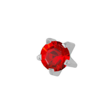  Karmos foglalatú - natúr szín - piros 3mm (107) fülbevaló