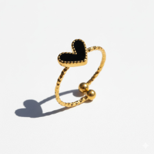 KÁRPÁTHY ékszer Aranyozott heart gyűrű - fekete gyűrű