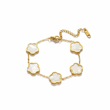 KÁRPÁTHY ékszer Clover karkötő - fehér, aranyozott karkötő