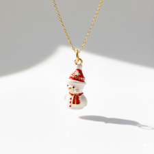 KÁRPÁTHY ékszer DIY Hóember nyaklánc - aranyozott, zománcozott nyaklánc
