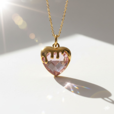 KÁRPÁTHY ékszer DIY Pink Crystal Love nyaklánc, aranyozott nyaklánc