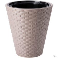  Kaspó Rattana kerek ültetõ betéttel mûanyag 40 cm barna dekorációs kellék