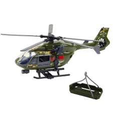  Katonai helikopter mentőhordággyal és világítás-hangeffektekkel 1:12 helikopter és repülő