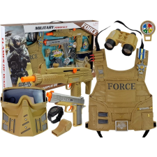  Katonai játékkészlet fegyver, maszk, távcső kompasz katonásdi