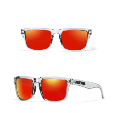 KDEAM polarizált napszemüveg UV400 női férfi uniszex átlátszó keret, piros lencse napszemüveg
