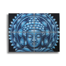  Kék Buddha Mandala - Brokát Részlet 30x40cm x 4 grafika, keretezett kép