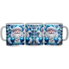 Kék Díszes Porcelán télapó - 3D Mintás Bögre bögrék, csészék