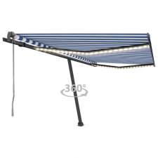  kék-fehér automata szélérzékelős és LED-es napellenző 400x300cm kerti bútor
