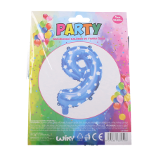 Kék lufi számjegy alakú 9 party kellék