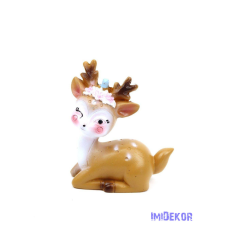 Kék madaras virágos őzike figura 5x7cm dekorációs kellék
