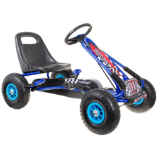 Kék pedálos gokart gyerekeknek 3+ felfújható gumikerekekkel és állítható üléssel lábbal hajtható járgány