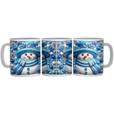 Kék Porcelán Hóember - 3D Mintás Bögre bögrék, csészék