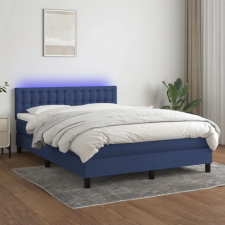  kék szövet rugós és LED-es ágy matraccal 140x200 cm ágy és ágykellék
