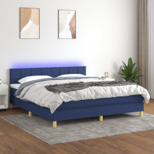  kék szövet rugós és LED-es ágy matraccal 160x200 cm ágy és ágykellék