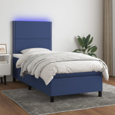 kék szövet rugós és LED-es ágy matraccal 80 x 200 cm ágy és ágykellék