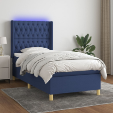  kék szövet rugós és LED-es ágy matraccal 90x200 cm ágy és ágykellék