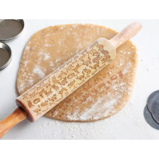 Kekszmintázó sodrófa - Cicás 38cm konyhai eszköz