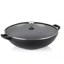 Kela Calido Wok fedővel 36 cm fekete öntöttvas (4025457124754) edény
