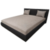  Kendra franciaágy led világítással és párnával Fekete textilbőr - sötét bézs szövet, 180x200 cm, 10 cm-es szivacsos