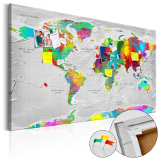  Kép parafán - Maps: Colourful Finesse [Cork Map] Parafa világtérkép - vászonkép 90x60 térkép