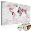  Kép parafán - Pink Continents [Cork Map] Parafa világtérkép - vászonkép 90x60