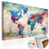  Kép parafán - World Map: Colourful Madness [Cork Map] Parafa világtérkép - vászonkép 90x60