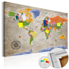  Kép parafán - World Map: Retro Style [Cork Map] Parafa világtérkép - vászonkép 120x80