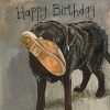  Képeslap Alex Clark borítékkal, 14x14 cm, Labrador papuccsal HBD