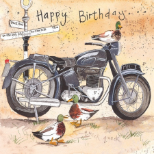 Képeslap Alex Clark borítékkal, 14x14 cm, Motor HBD képeslap
