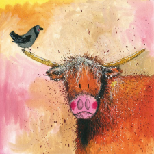  Képeslap Alex Clark borítékkal, 14x14 cm, ökör madárral party kellék