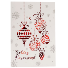  Képeslap - karácsonyi (piros gömbdíszek) fajáték