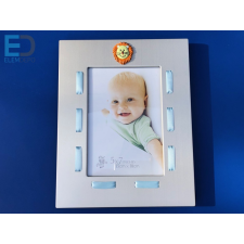  Képkeret szalaggal oroszlánnal 13x18cm képnek fém-plüss fényképkeret