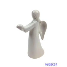  Kerámia álló angyal szívvel dekorációs kellék