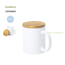  Kerámia bögre matt felület, bambusz fedél, 370 ml bögrék, csészék