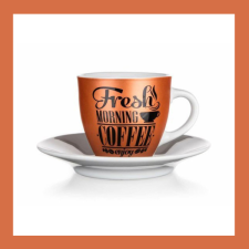  Kerámia csésze, csészealjjal FRESH MORNING COFFEE 90ml, bronz 60325051 bögrék, csészék