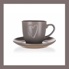 Kerámia csésze, csészealjjal HEART 260ml, barna 60324966 bögrék, csészék