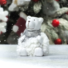  Kerámia jeges mackó fehér pihe-puha bundában dekorációs kellék