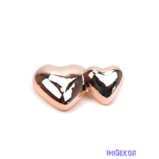  Kerámia szív pár 8x5cm - Rosegold dekorációs kellék