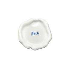 Kerámia tányér, Incartato Ceramics, F*ck, The Issues Collection, Ø 17 cm, fehér tányér és evőeszköz