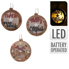  Kerek akasztós dísz LED-es 15cm dekorációs kellék