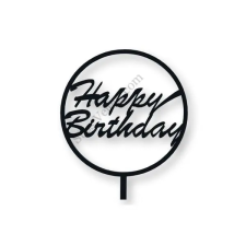  Kerek Happy Birthday feliratos tortadísz sziluett sütés és főzés