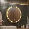  Kerek LED tükör, 80cm, Celeste Royale Gold MotionGlow Marcello, Páramentesítő rendszer, Óra és hőmérő, Szabályozható fényerő