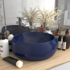  Kerek matt sötétkék kerámia luxus mosdókagyló 40 x 15 cm fürdőszoba kiegészítő