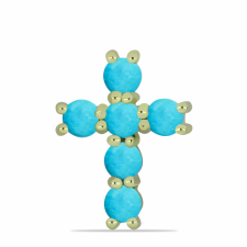  Kereszt Arannyal Bevont Ezüst Medál Csipkerózsika Türkizzel, Y60671 medál