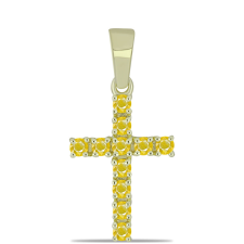  Kereszt Arannyal Bevont Ezüst Medál Rosebery Sárga Zafírral, Y60416 medál