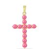 Kereszt Arannyal Bevont Ezüst Medál Rózsaszínű Lega Dembi Etióp Opállal, Y60808