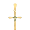  Kereszt Arannyal Bevont Ezüst Medál Zöld Gyémánttal, PCY11284