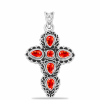 Kereszt Ezüst Medál Etiópiai Vörös Opállal, Y58271
