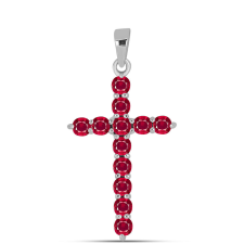  Kereszt Ezüst Medál Madagaszkári Rubinnal, Y62111 medál